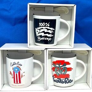 New! Set of 3 collectible coffee cups with PR prints.